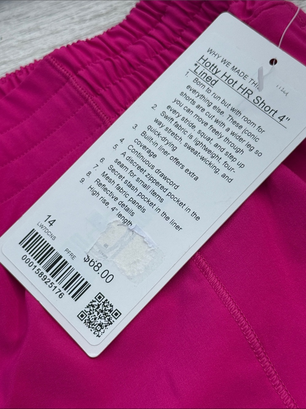 Lululemon Hotty Hot High-Rise Lined Short 4" Pink Flare Size 14 NWT - Picture 2 of 6